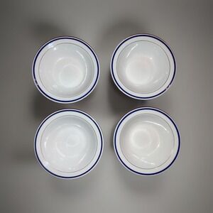 Vintage Shenango China Restaurant Ware Blue Gray Bands Set of 4 Soup Bowls